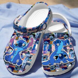 Attractive Stitch Blue Custom Name Clogs