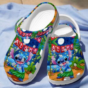 Beautiful Aloha Night Funny Stitch Cartoon Clogs