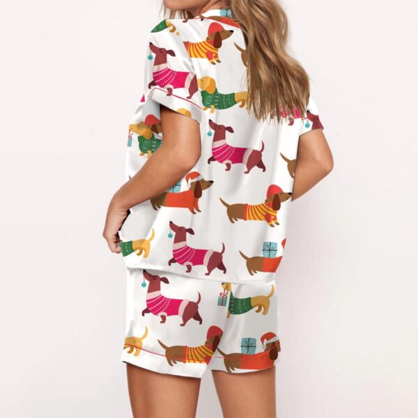 Christmas Festive Dachshund Satin Pajama Set Gift for Women