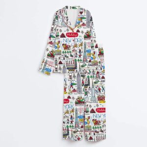 Christmas Holidays In New York Satin Pajama Set Gift for Women