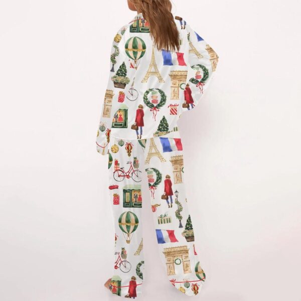Christmas Paris Satin Pajama Set Gift for Women