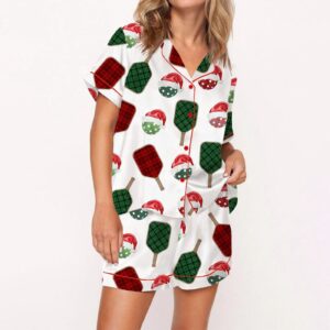 Christmas Pickleball Satin Pajama Set Gift for Women
