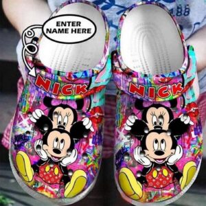 Colorful Funny Mickey And Minnie Mouse Clogs For Men Women