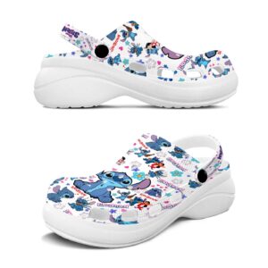 Comfortable Stitch White High-sole Clogs