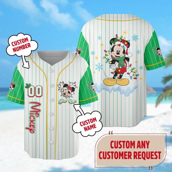 Mickey Mouse Christmas Baseball Jersey – Custom Xmas Team Shirt for Magic Kingdom