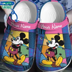 Custom Name Art Colorful Mickey Mouse Clogs For Men Women