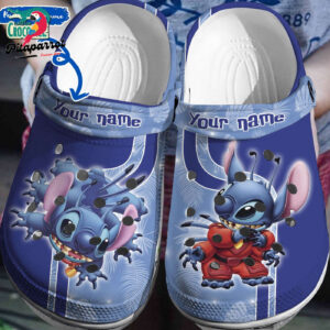 Custom Name Combat Stitch Divine Beast Blue Cloud Clogs For Kids & Adults
