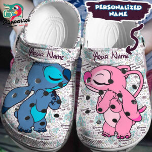 Custom Name Missing Stitch And Angel White With Dream Cattle Clogs For Kids & Adults