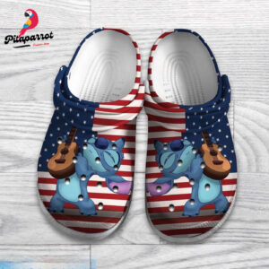Custom Name Stitch Love American And Ghita Clogs For Kids And Adults
