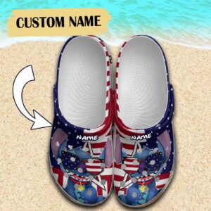 Custom Name Stitch USA Pattern Clogs For Kids And Adults