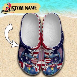Custom Name Stitch USA Pattern Clogs For Kids And Adults