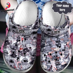 Custome Name Comic Stitch Gray Clogs For Kids & Adults