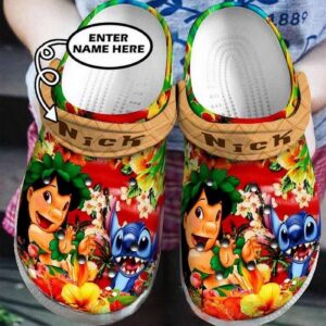 Custome Name Lolo And Stitch Jungle Adventure Clogs For Kids & Adults