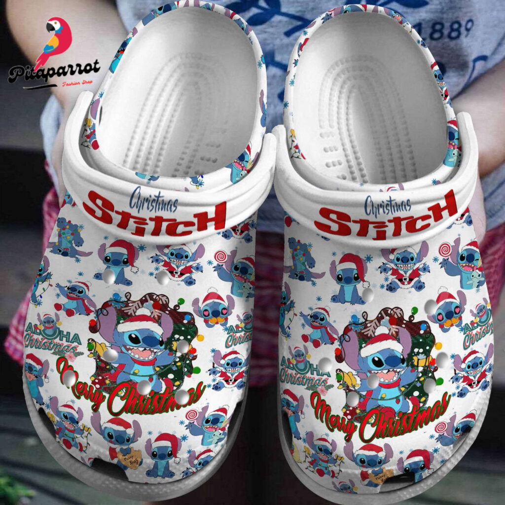 Custome Name Merry Alone Christmas Stitch White Clogs For Kids & Adults Custome Name Merry Alone Christmas Stitch White Clogs For Kids & Adults
