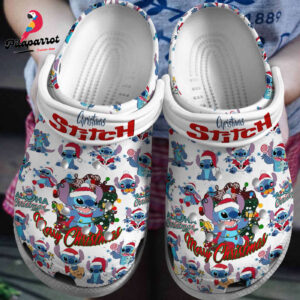 Custome Name Merry Alone Christmas Stitch White Clogs For Kids & Adults