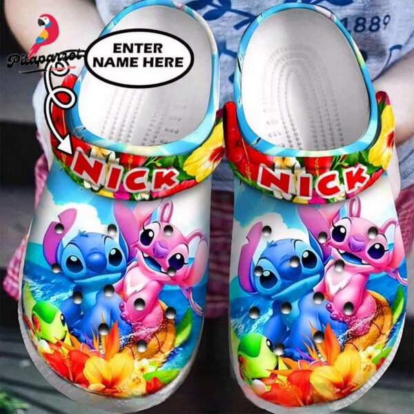 Custome Name Stitch And Angle Surfing Clogs For Kids & Adults