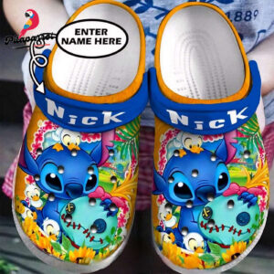 Custome Name Stitch And Scrump And Little Ducks Clogs For Kids & Adults