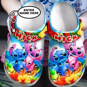 Custome Name Stitch Discover Tropical Forest Clogs For Kids & Adults 3
