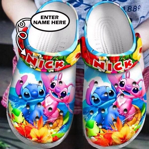 Custome Name Stitch Discover Tropical Forest Clogs For Kids & Adults