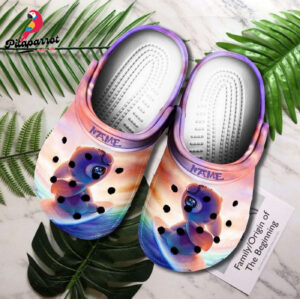Custome Name Stitch Homecoming Pink Galaxy Clogs For Kids & Adults
