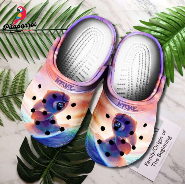 Custome Name Stitch Homecoming Pink Galaxy Clogs For Kids & Adults