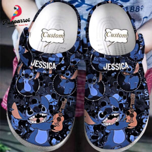 Custome Name Stitch Love Ghitar Clogs For Kids & Adults