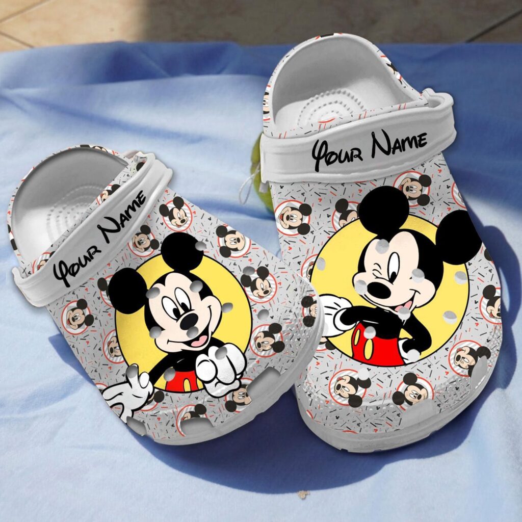 Customized Mickey Mouse Grey Clogs For Men And Women Customized Mickey Mouse Grey Clogs For Men And Women