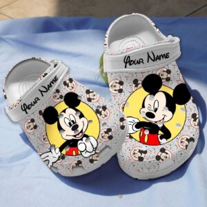 Customized Mickey Mouse Grey Clogs For Men And Women