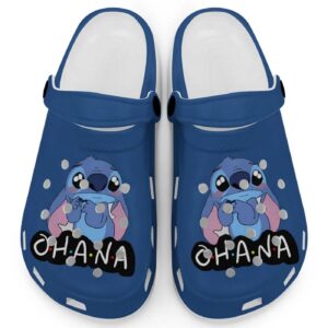 Cute Blue Ohana Stitch Clogs for Kids and Adults