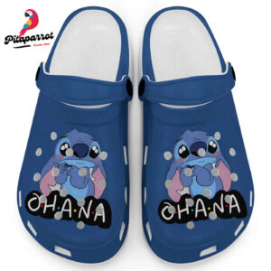 Cute Blue Ohana Stitch Clogs for Kids and Adults