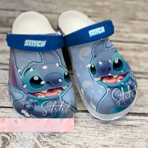 Cute Happy Stitch Blue Clogs For Kids And Adults