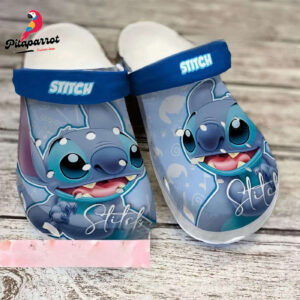 Cute Happy Stitch Blue Clogs For Kids And Adults