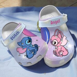 Cute Love Stitch And Angel Twinkle Pastel Colorful Clogs For Kids & Adults