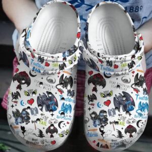Cute Love Stitch And Toothless White Clogs For Kids & Adults
