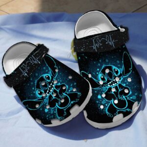 Cute Neon Blue Stitch  Twinkle Night Clogs For Kids & Adults