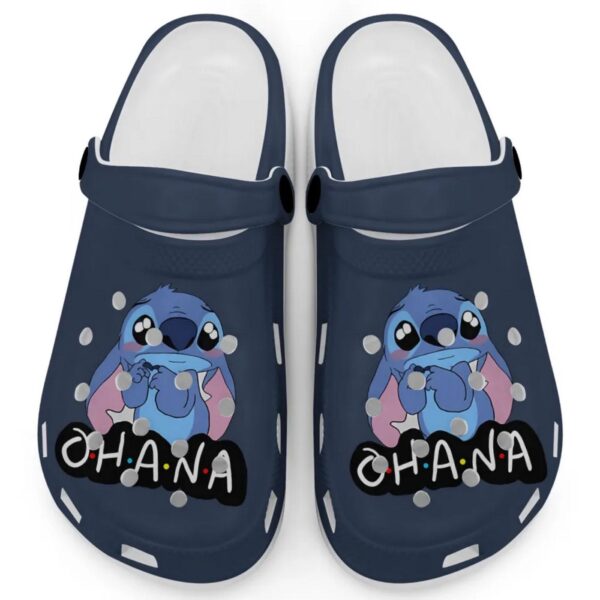 Cute Ohana Stitch Blue Navy Clogs For Kids And Adults