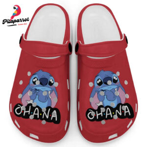 Cute Ohana Stitch Cranberry Clogs For Kids And Adults