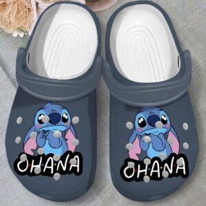 Cute Ohana Stitch Denim Clogs For Kids And Adults