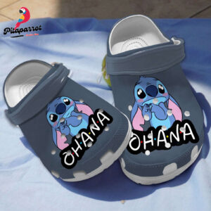 Cute Ohana Stitch Denim Clogs For Kids And Adults