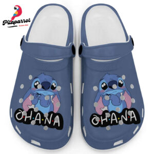 Cute Ohana Stitch Mystic Blue Clogs For Kids And Adults