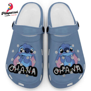 Cute Ohana Stitch Mystic Blue Jean Clogs For Kids And Adults