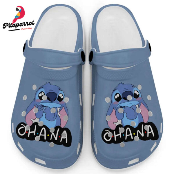 Cute Ohana Stitch Mystic Blue Jean Clogs For Kids And Adults