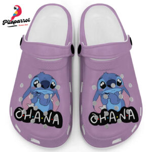 Cute Ohana Stitch Mystic Orchid Clogs For Kids And Adults