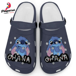 Cute Ohana Stitch Navy Clogs For Kids And Adults