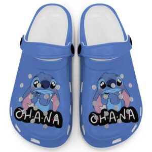 Cute Ohana Stitch Perriwwinkle Clogs For Kids And Adults