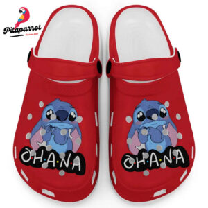Cute Ohana Stitch Red Clogs For Kids And Adults