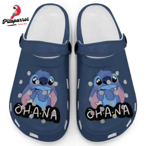 Cute Ohana Stitch True Navy Clogs For Kids And Adults