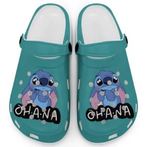 Cute Ohana Stitch True Seafoam Clogs For Kids And Adults