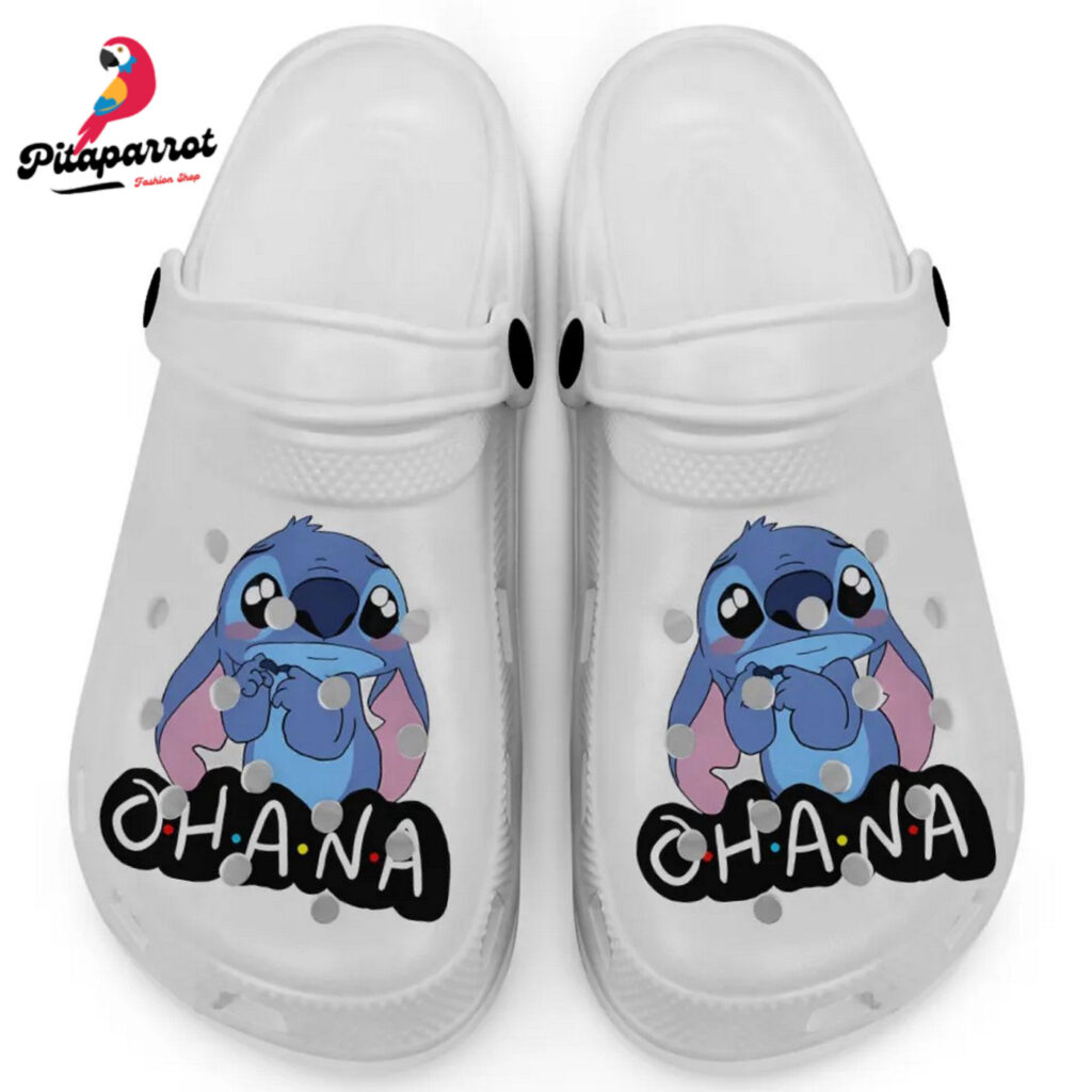 Cute Ohana Stitch White Clogs For Kids And Adults Cute Ohana Stitch White Clogs For Kids And Adults