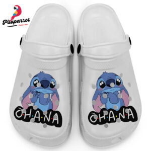 Cute Ohana Stitch White Clogs For Kids And Adults